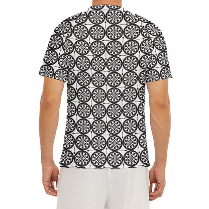 Black And White Dartboard Pattern Print Men's Short Sleeve Rash Guard