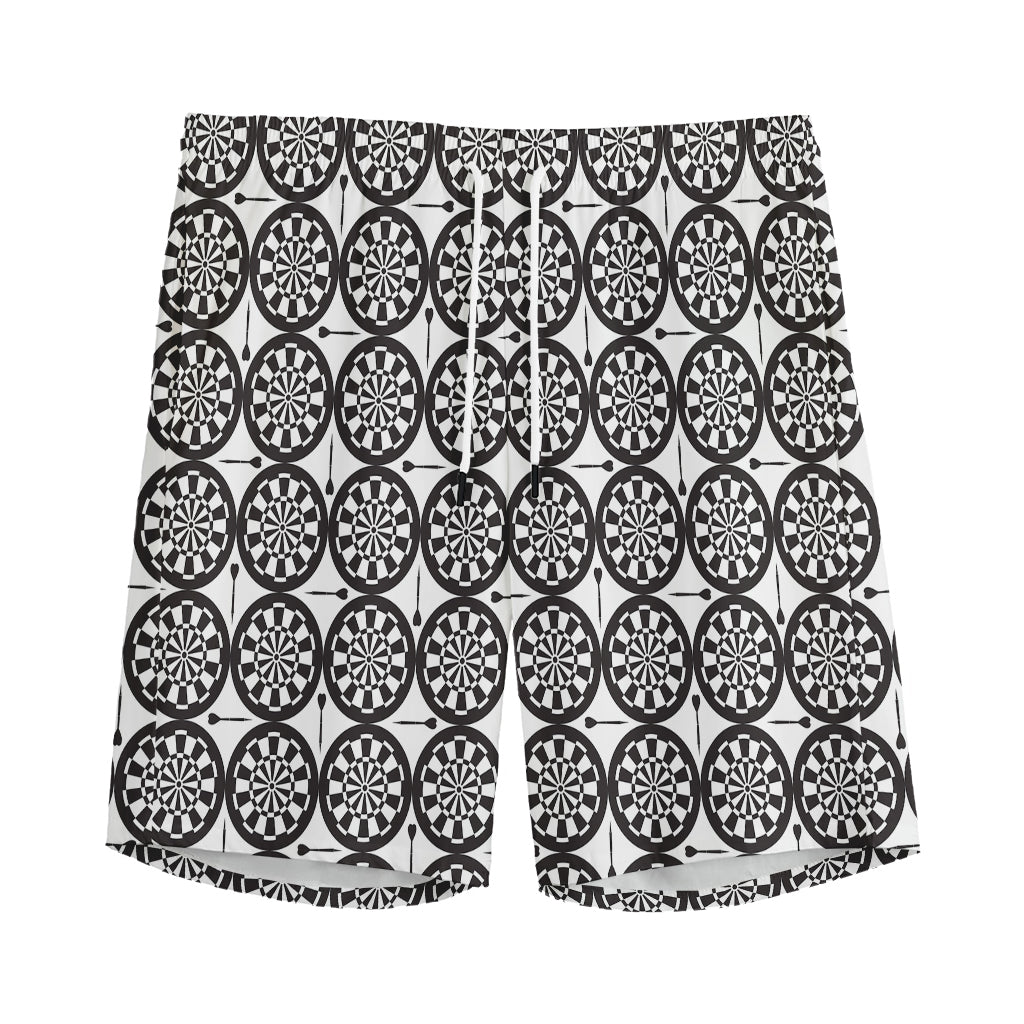 Black And White Dartboard Pattern Print Men's Sports Shorts