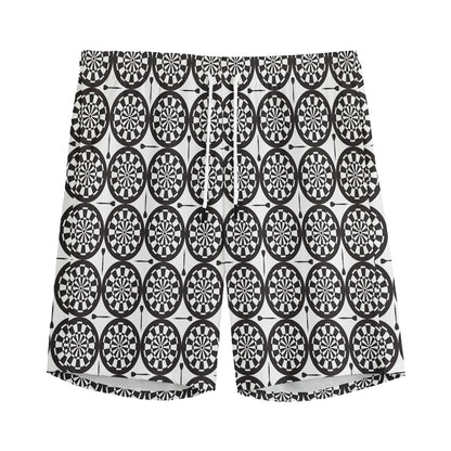 Black And White Dartboard Pattern Print Men's Sports Shorts