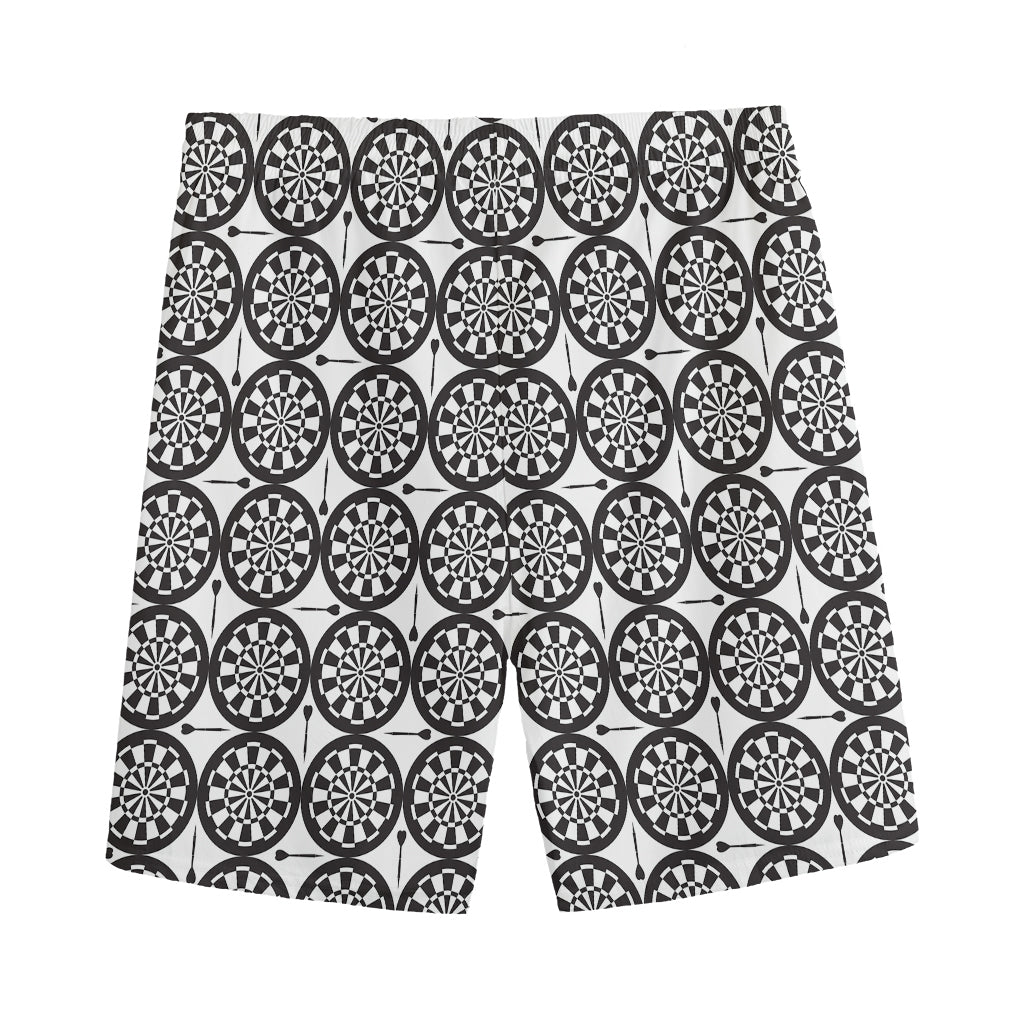 Black And White Dartboard Pattern Print Men's Sports Shorts