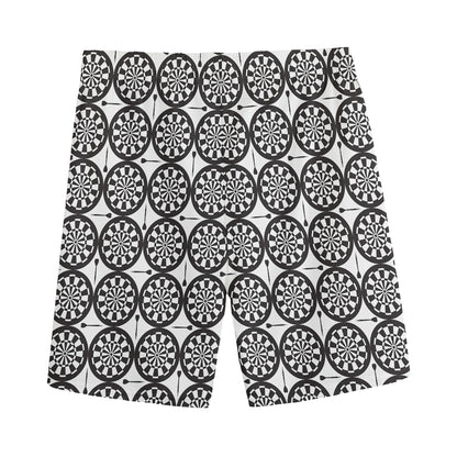 Black And White Dartboard Pattern Print Men's Sports Shorts