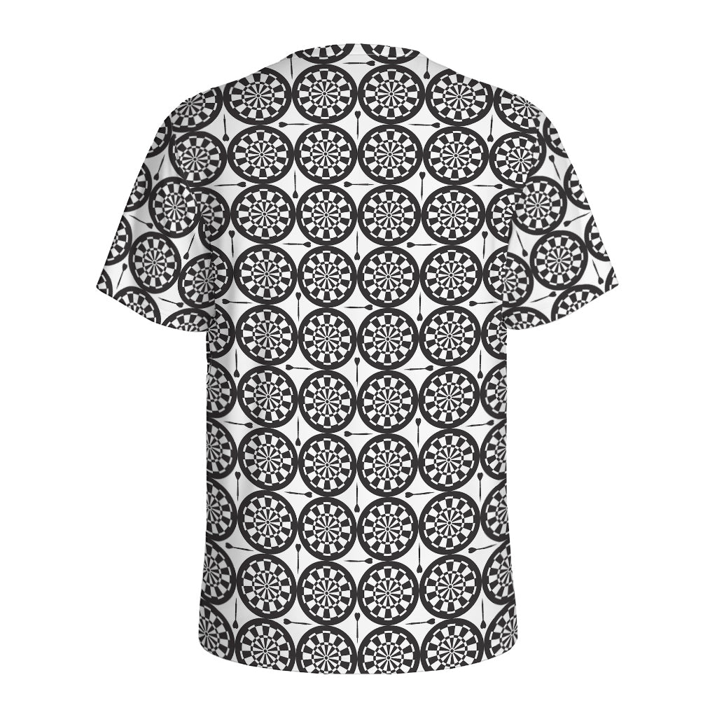 Black And White Dartboard Pattern Print Men's Sports T-Shirt