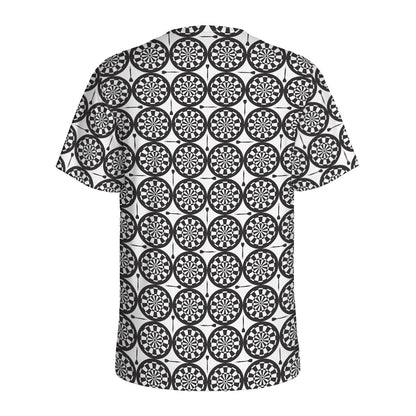 Black And White Dartboard Pattern Print Men's Sports T-Shirt