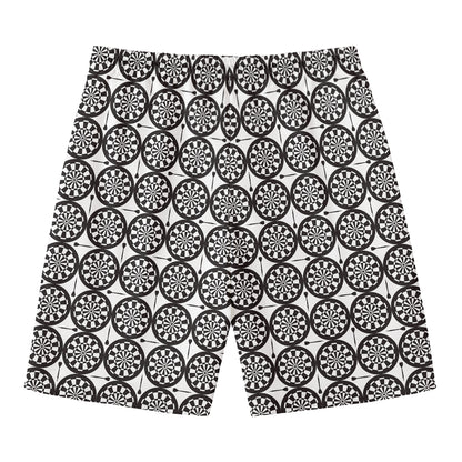 Black And White Dartboard Pattern Print Men's Swim Trunks