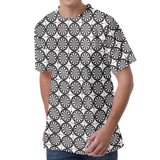 Black And White Dartboard Pattern Print Men's Velvet T-Shirt