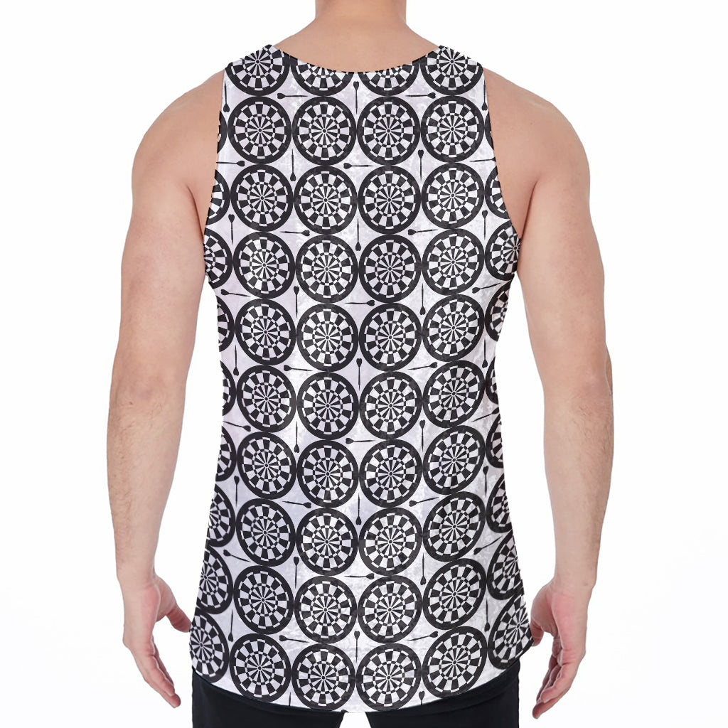Black And White Dartboard Pattern Print Men's Velvet Tank Top