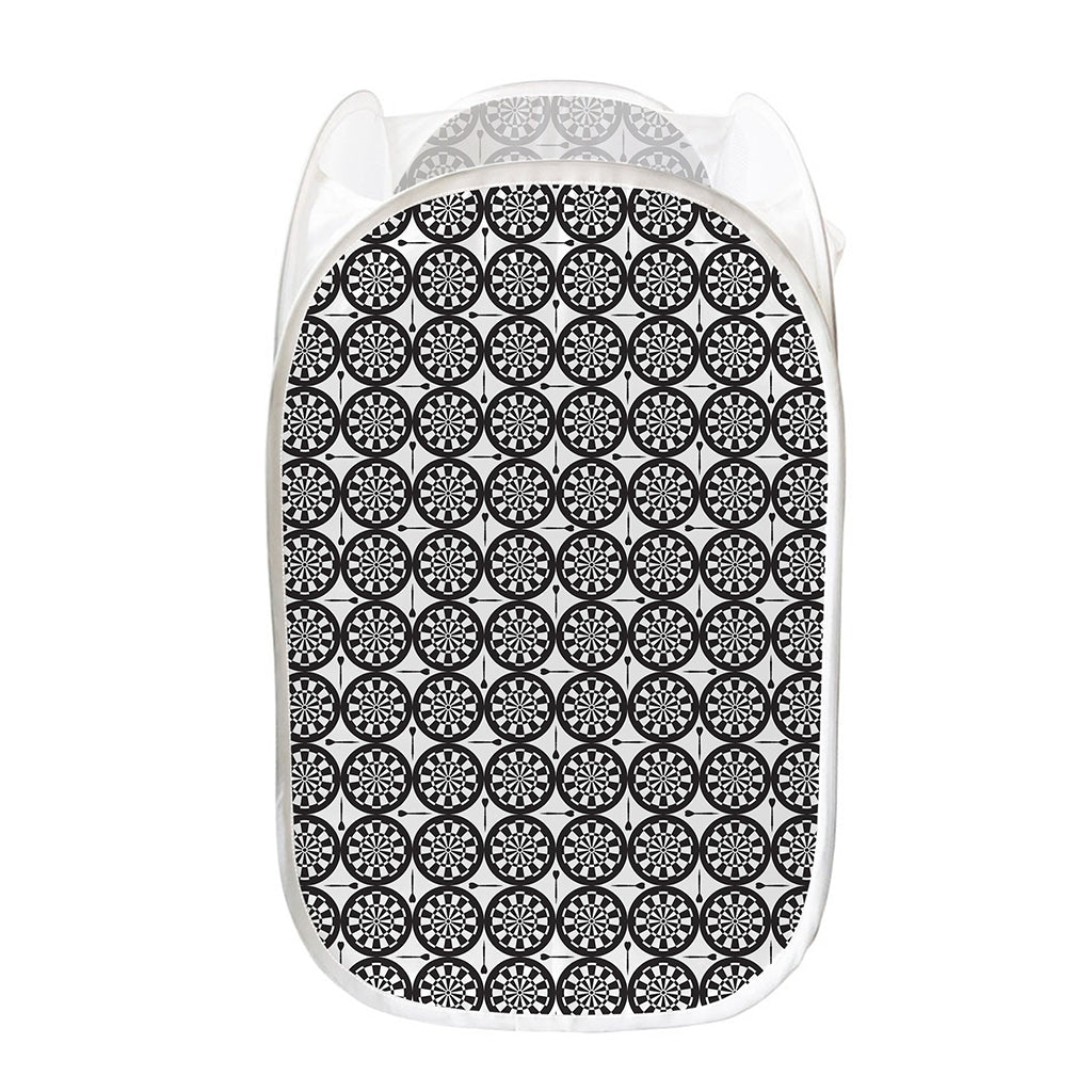 Black And White Dartboard Pattern Print Mesh Laundry Hamper