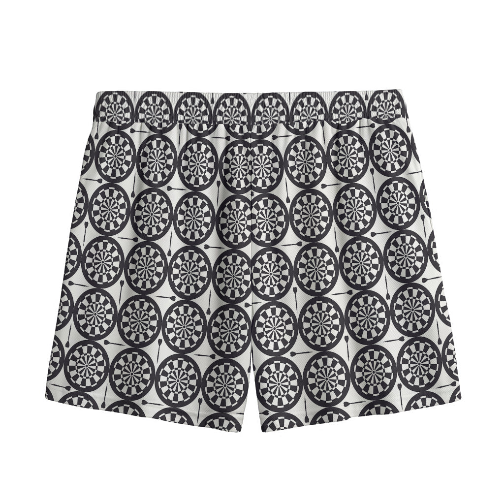 Black And White Dartboard Pattern Print Mesh Shorts