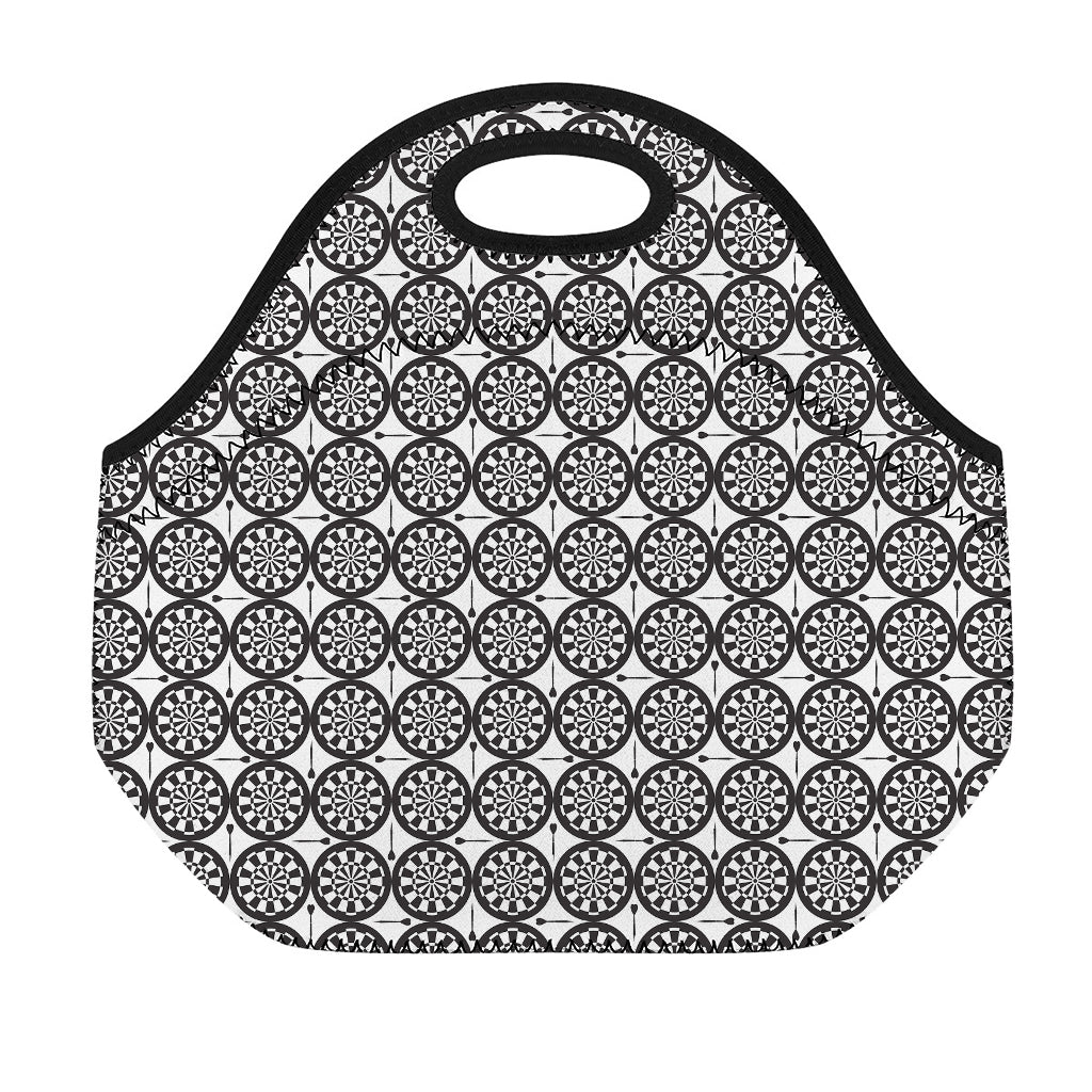 Black And White Dartboard Pattern Print Neoprene Lunch Bag