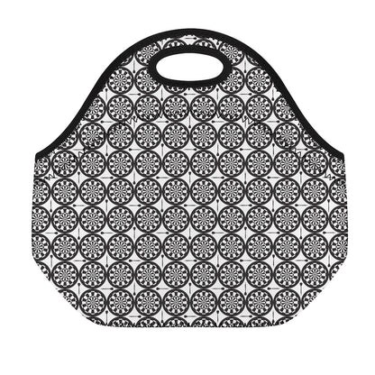 Black And White Dartboard Pattern Print Neoprene Lunch Bag