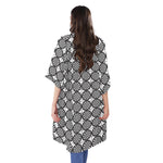 Black And White Dartboard Pattern Print Open Front Beach Cover Up