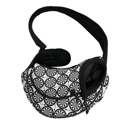 Black And White Dartboard Pattern Print Pet Sling Carrier