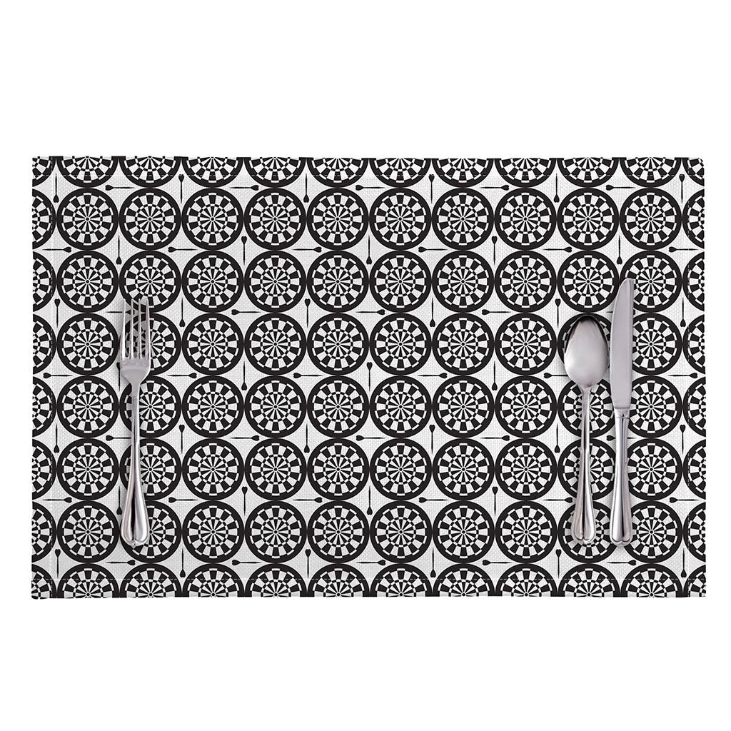 Black And White Dartboard Pattern Print Placemat
