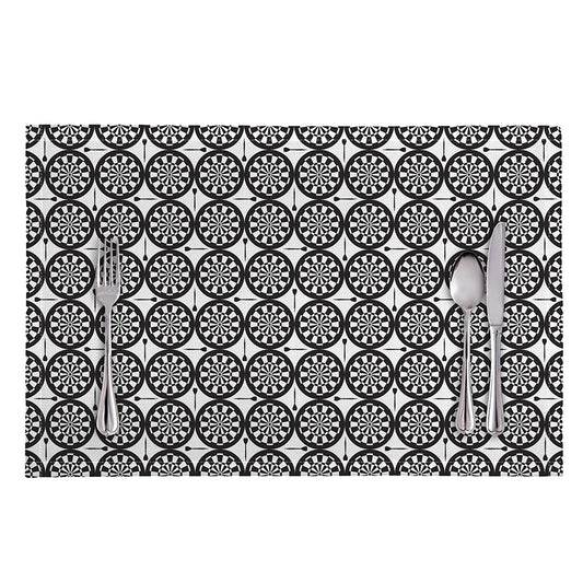 Black And White Dartboard Pattern Print Placemat