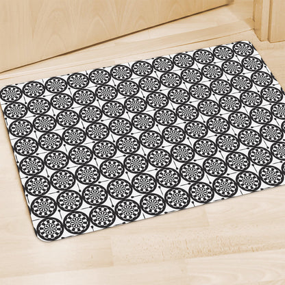 Black And White Dartboard Pattern Print Polyester Doormat