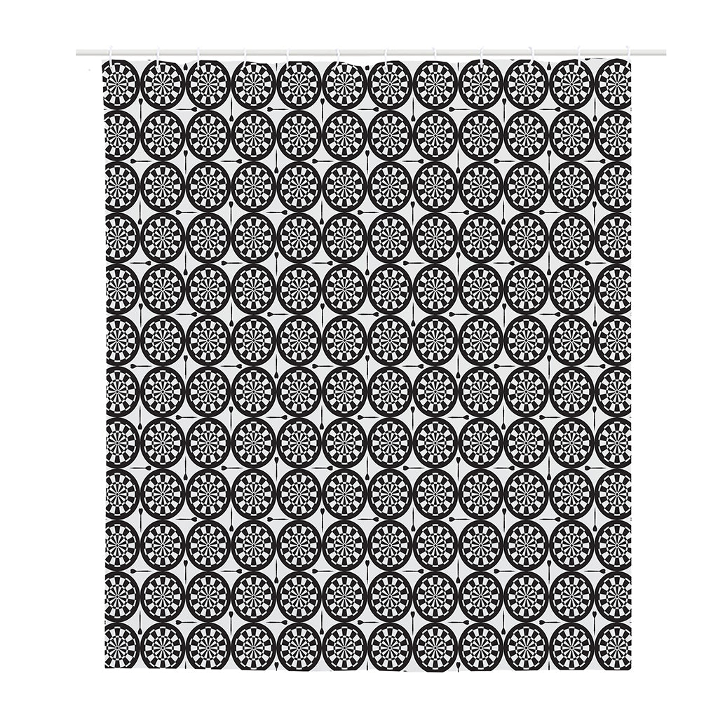 Black And White Dartboard Pattern Print Polyester Shower Curtain