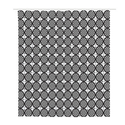 Black And White Dartboard Pattern Print Polyester Shower Curtain