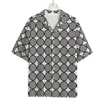 Black And White Dartboard Pattern Print Rayon Hawaiian Shirt