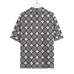 Black And White Dartboard Pattern Print Rayon Hawaiian Shirt