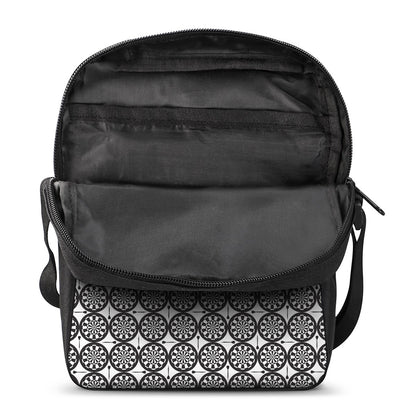 Black And White Dartboard Pattern Print Rectangular Crossbody Bag