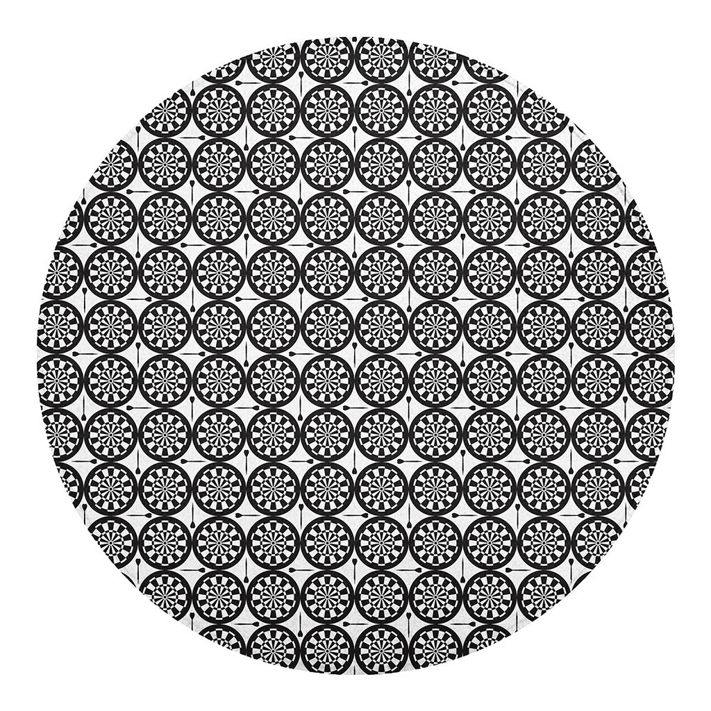 Black And White Dartboard Pattern Print Round Blanket