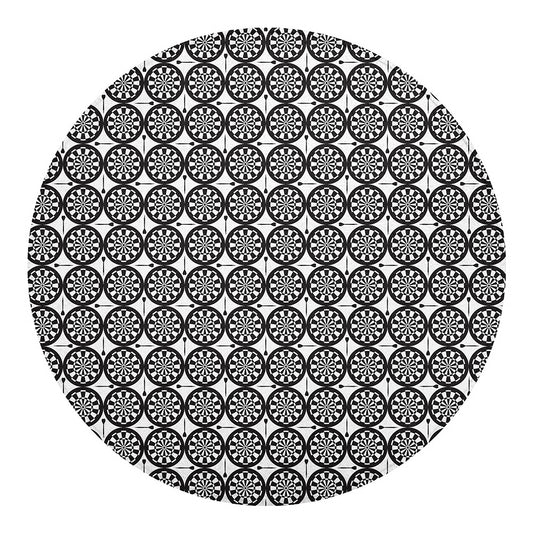Black And White Dartboard Pattern Print Round Blanket