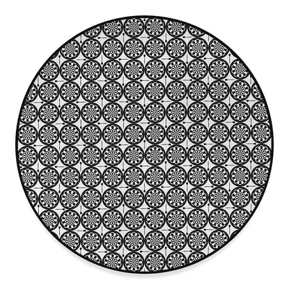 Black And White Dartboard Pattern Print Round Floor Mat