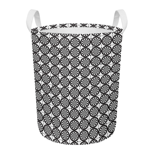 Black And White Dartboard Pattern Print Round Laundry Basket