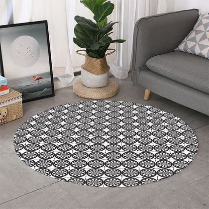 Black And White Dartboard Pattern Print Round Rug
