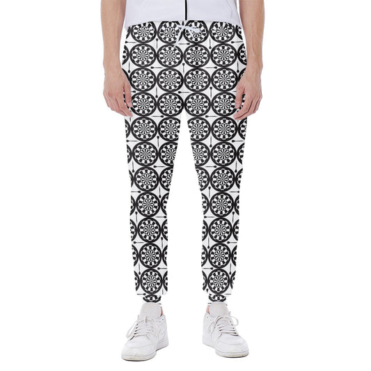 Black And White Dartboard Pattern Print Scuba Joggers