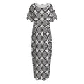 Black And White Dartboard Pattern Print Short Sleeve Long Nightdress