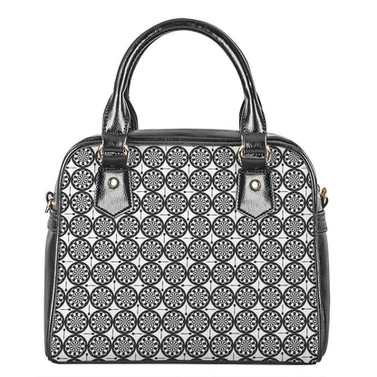 Black And White Dartboard Pattern Print Shoulder Handbag