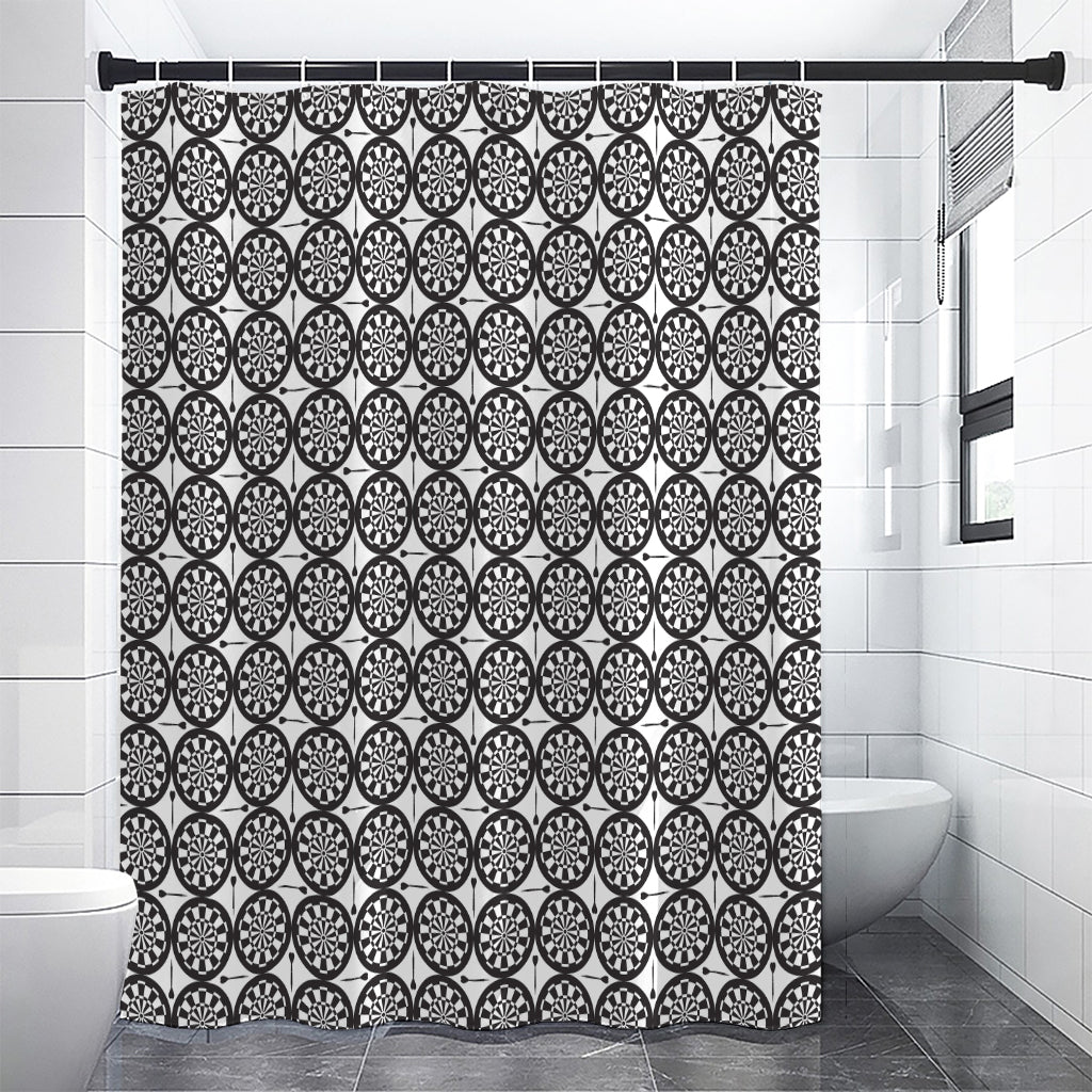 Black And White Dartboard Pattern Print Shower Curtain