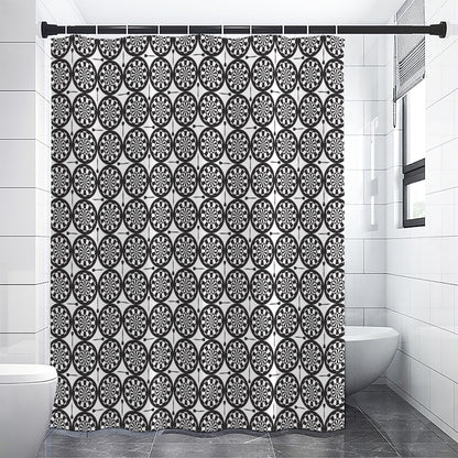 Black And White Dartboard Pattern Print Shower Curtain