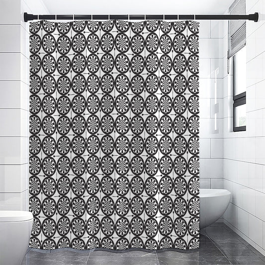 Black And White Dartboard Pattern Print Shower Curtain