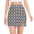 Black And White Dartboard Pattern Print Side Slit Mini Skirt