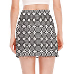 Black And White Dartboard Pattern Print Side Slit Mini Skirt