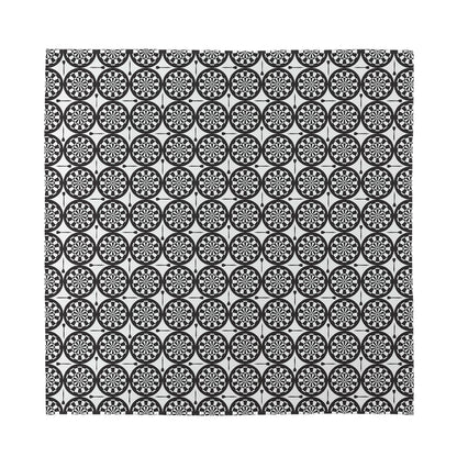 Black And White Dartboard Pattern Print Silk Bandana