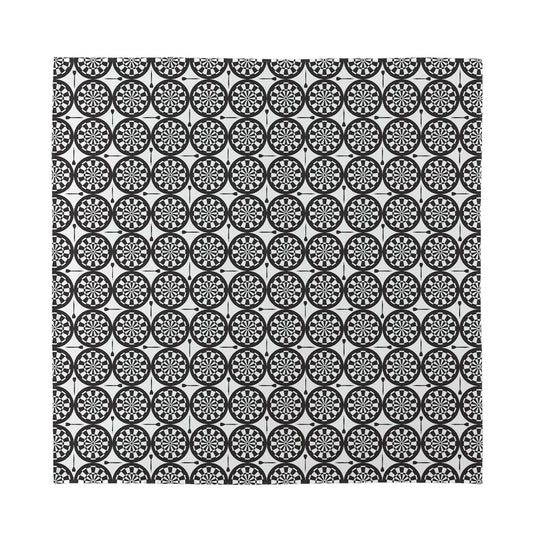 Black And White Dartboard Pattern Print Silk Bandana