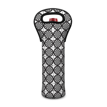 Black And White Dartboard Pattern Print Single Neoprene Wine Tote