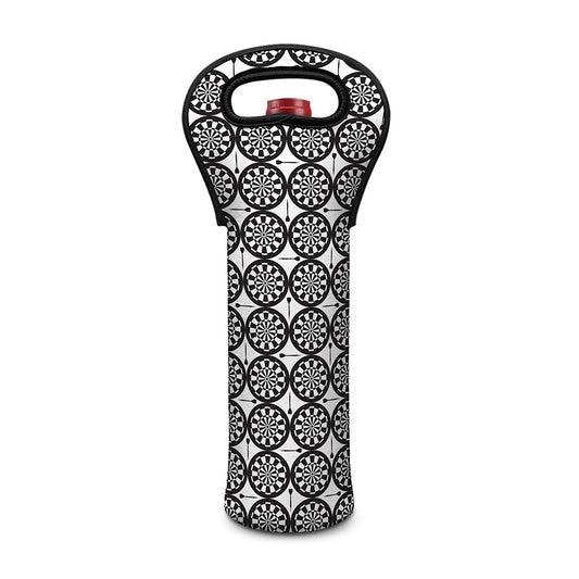 Black And White Dartboard Pattern Print Single Neoprene Wine Tote