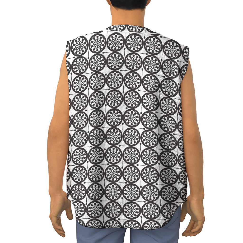 Black And White Dartboard Pattern Print Sleeveless Baseball Jersey