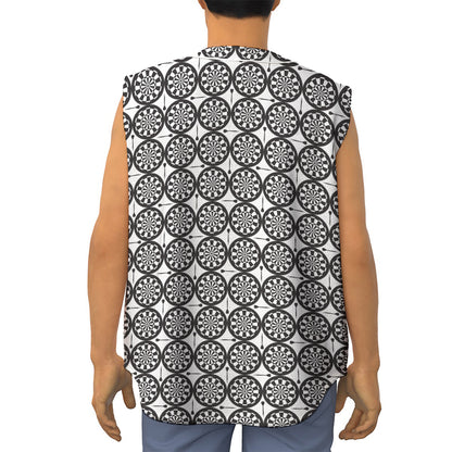 Black And White Dartboard Pattern Print Sleeveless Baseball Jersey