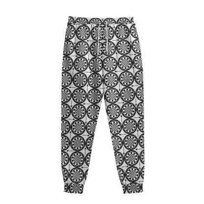 Black And White Dartboard Pattern Print Sweatpants