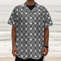Black And White Dartboard Pattern Print Textured Short Sleeve Shirt