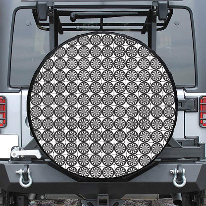 Black And White Dartboard Pattern Print Tire Cover