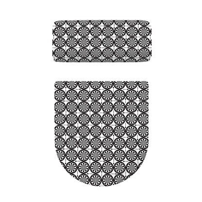 Black And White Dartboard Pattern Print Toilet Lid And Tank Cover Set