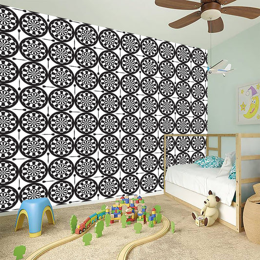 Black And White Dartboard Pattern Print Wall Sticker