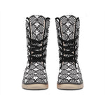 Black And White Dartboard Pattern Print Winter Boots