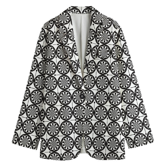 Black And White Dartboard Pattern Print Women's Blazer